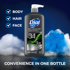Dial Men 3-en-1: sin residuo pegajoso al enjuagar.