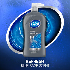 Dial Men 3 en 1, textura cremosa que cuida la piel y el cabello.