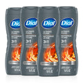 Dial Men 3-in-1 Body, Hair & Face Wash – Ultimate Clean, Amber Woods (Pack of 4)