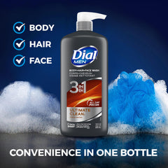 Dial Men 3-in-1 wet skin application suggests cleansing without drying.