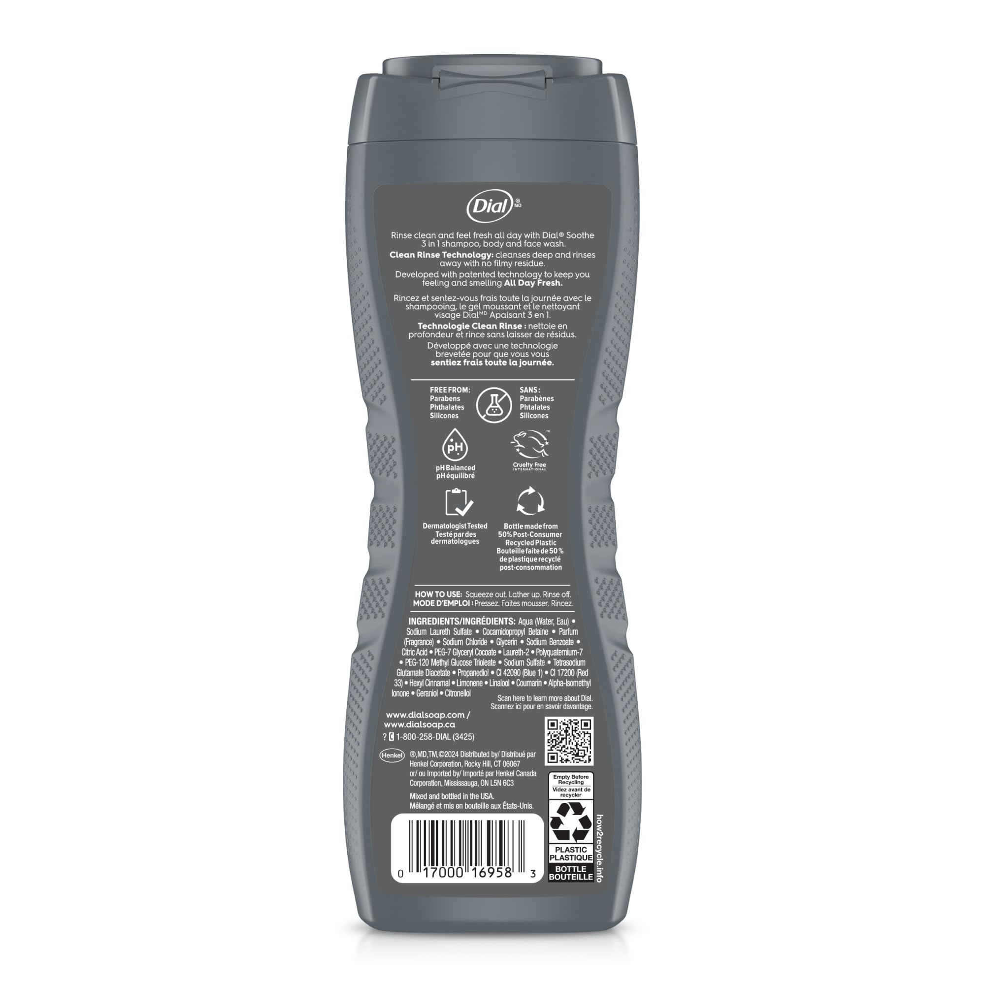 Dial Moisturizing formula leaves skin soft and comfortable after wash.