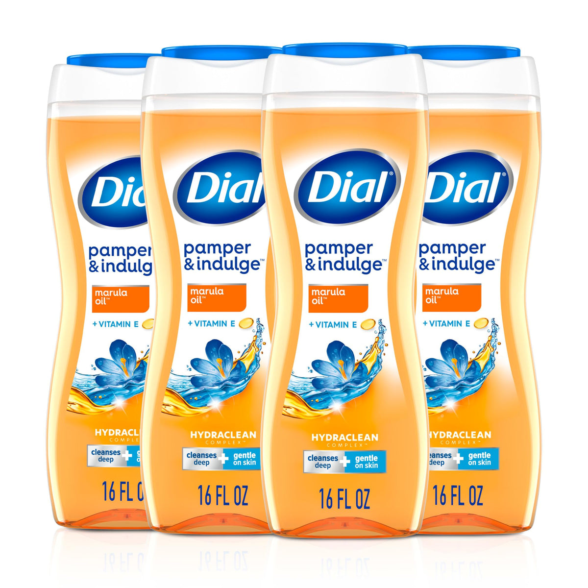 Dial Pamper & Indulge Marula: botella visible para una experiencia suave