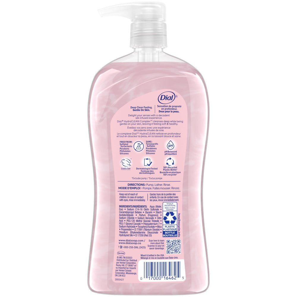 Dial Pamper & Indulge Silk & Magnolia, dispersión suave que limpia y humecta.