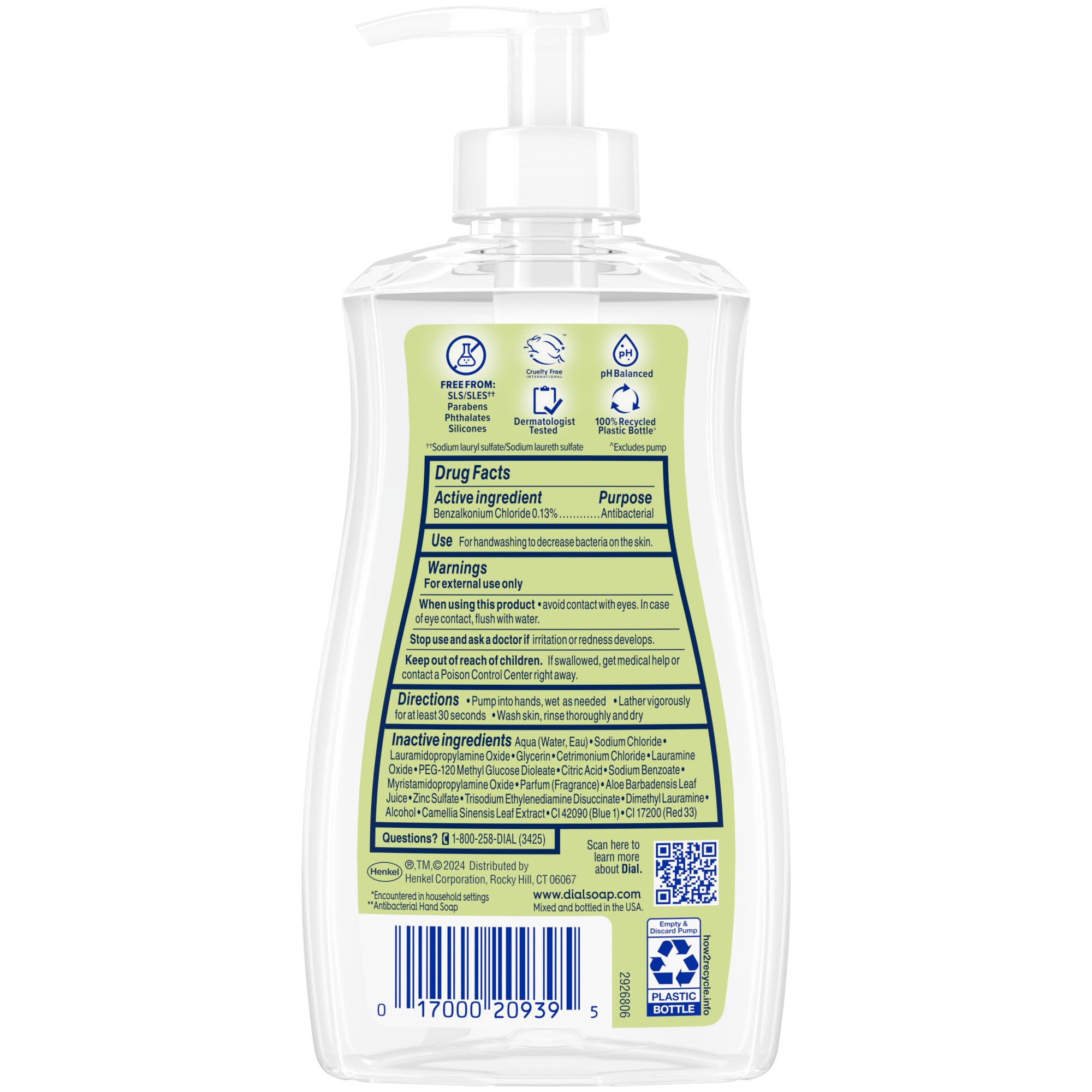 Dial bomba facil de usar jabon liquido manos aloe te blanco