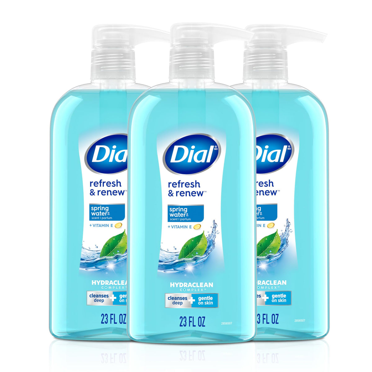 Dial botella de gel corporal enfocada en limpieza suave diaria para la piel.