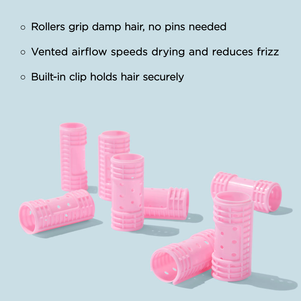 Diane Snap-On magnetic roller on damp hair creates secure, frizz-free curls.