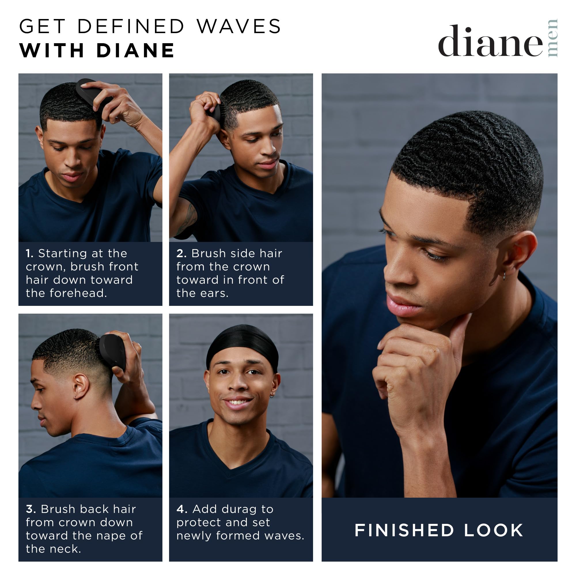 Diane 360 waves detail brush deepens and maintains wave pattern with smooth bristles.