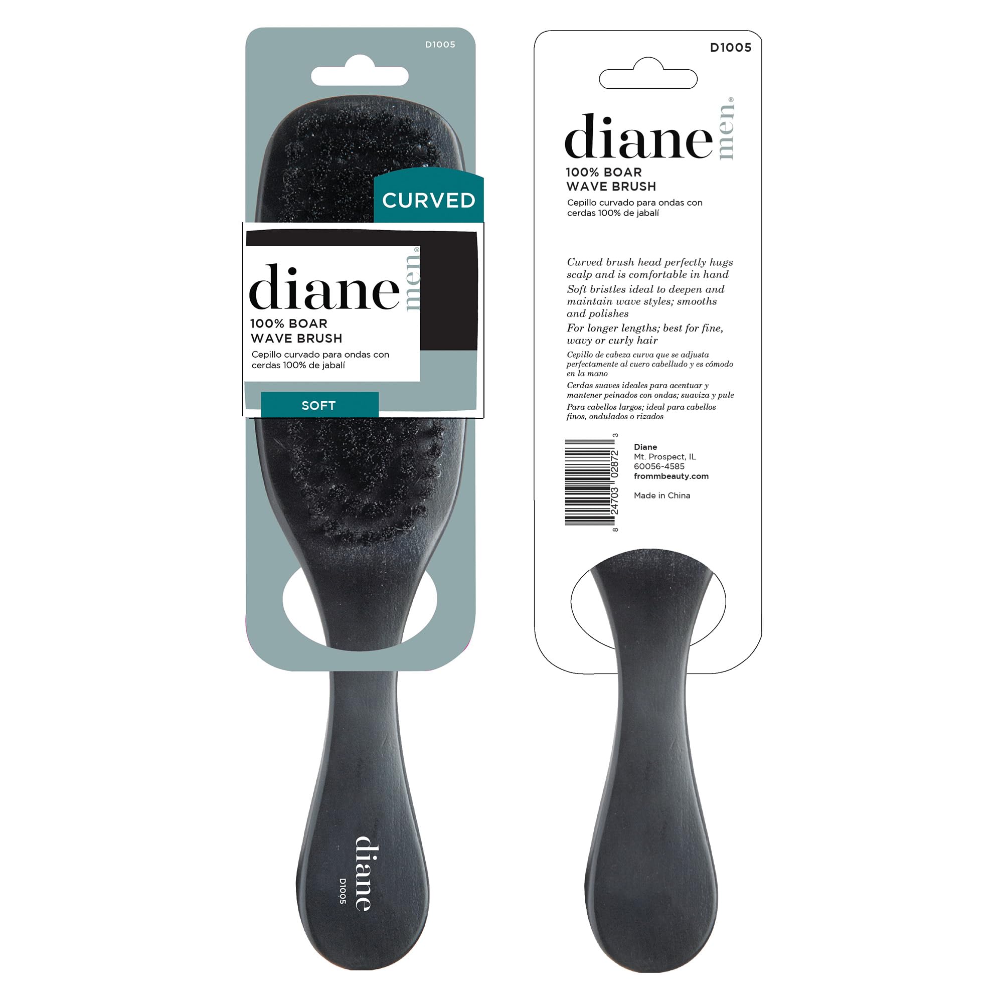 Diane boar helps distribute natural oils for shine and texture.
