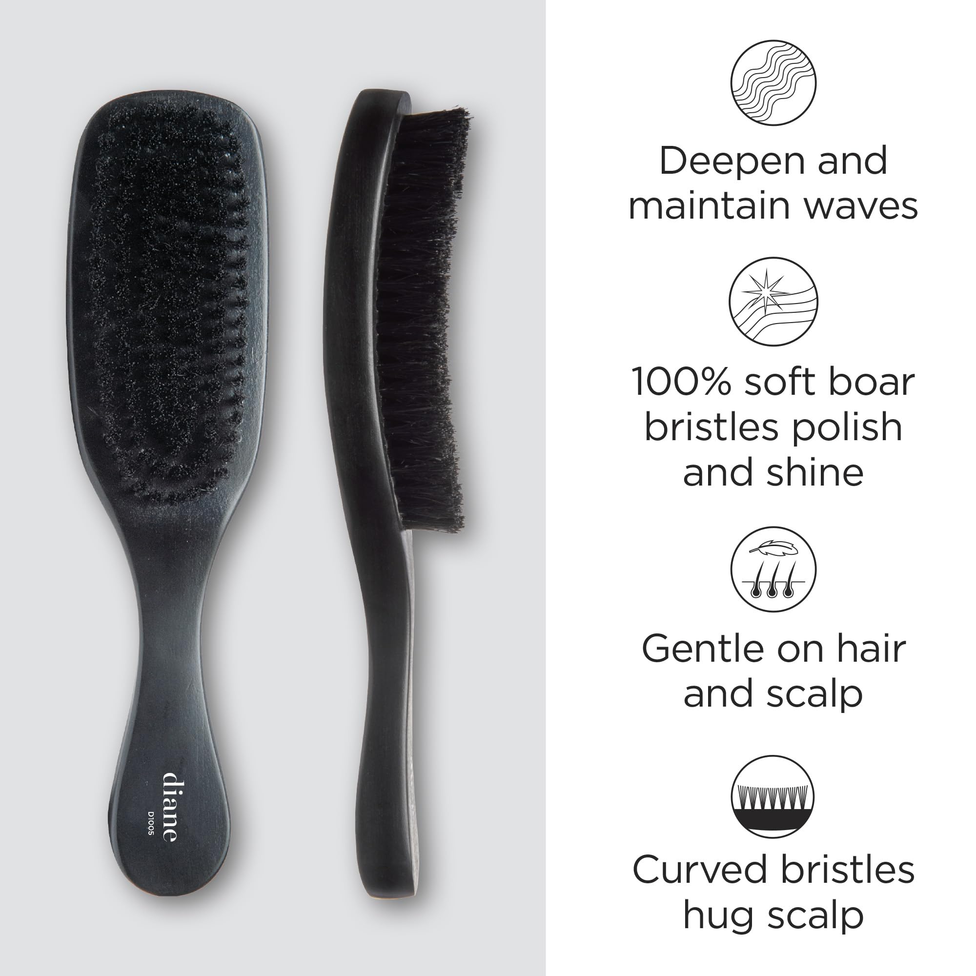 Diane boar soft bristles in seven rows glide through fine hair.