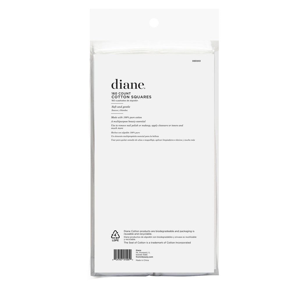 Diane cotton squares 160-count bag offers versatile grooming on-the-go.