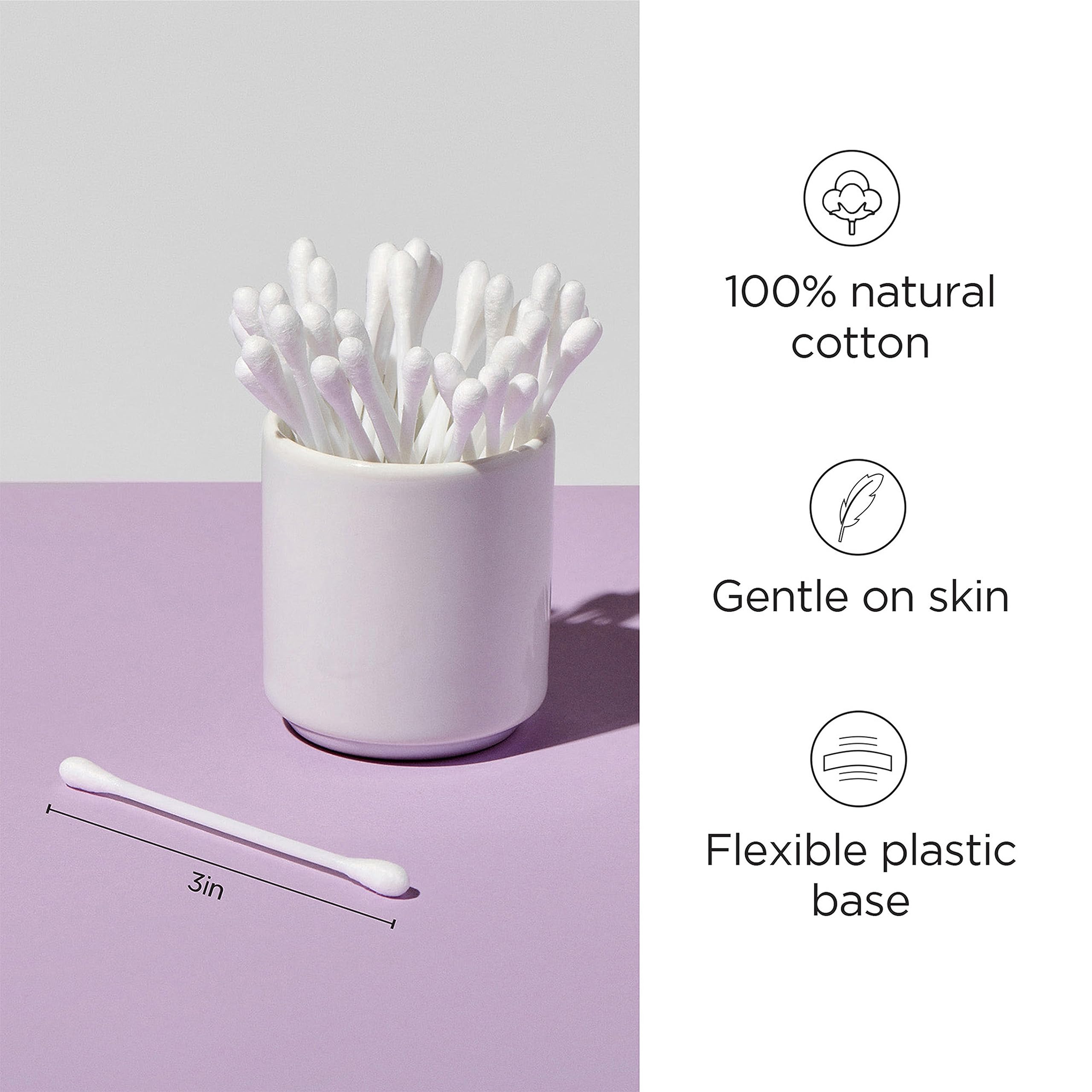 Diane cotton swabs soft tips close-up, gentle for sensitive skin and precise makeup touches.