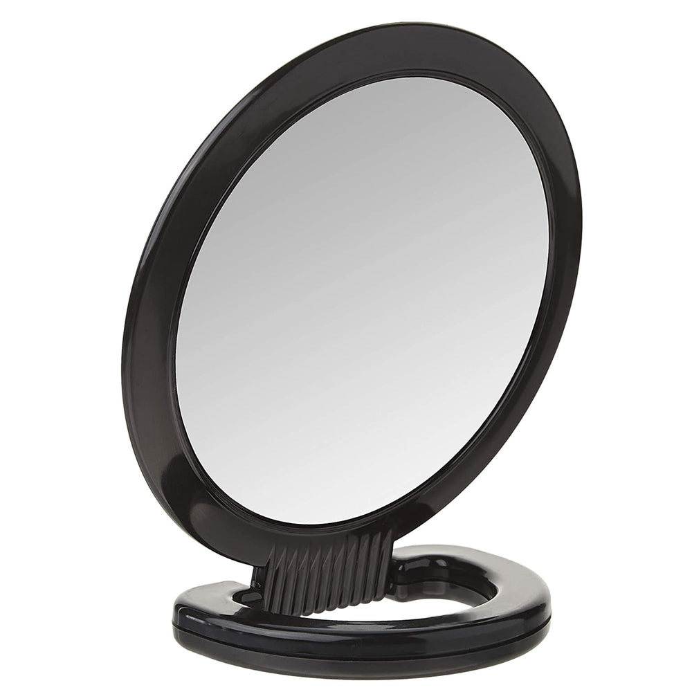 Diane Hand Mirror sleek black finish complements any vanity.