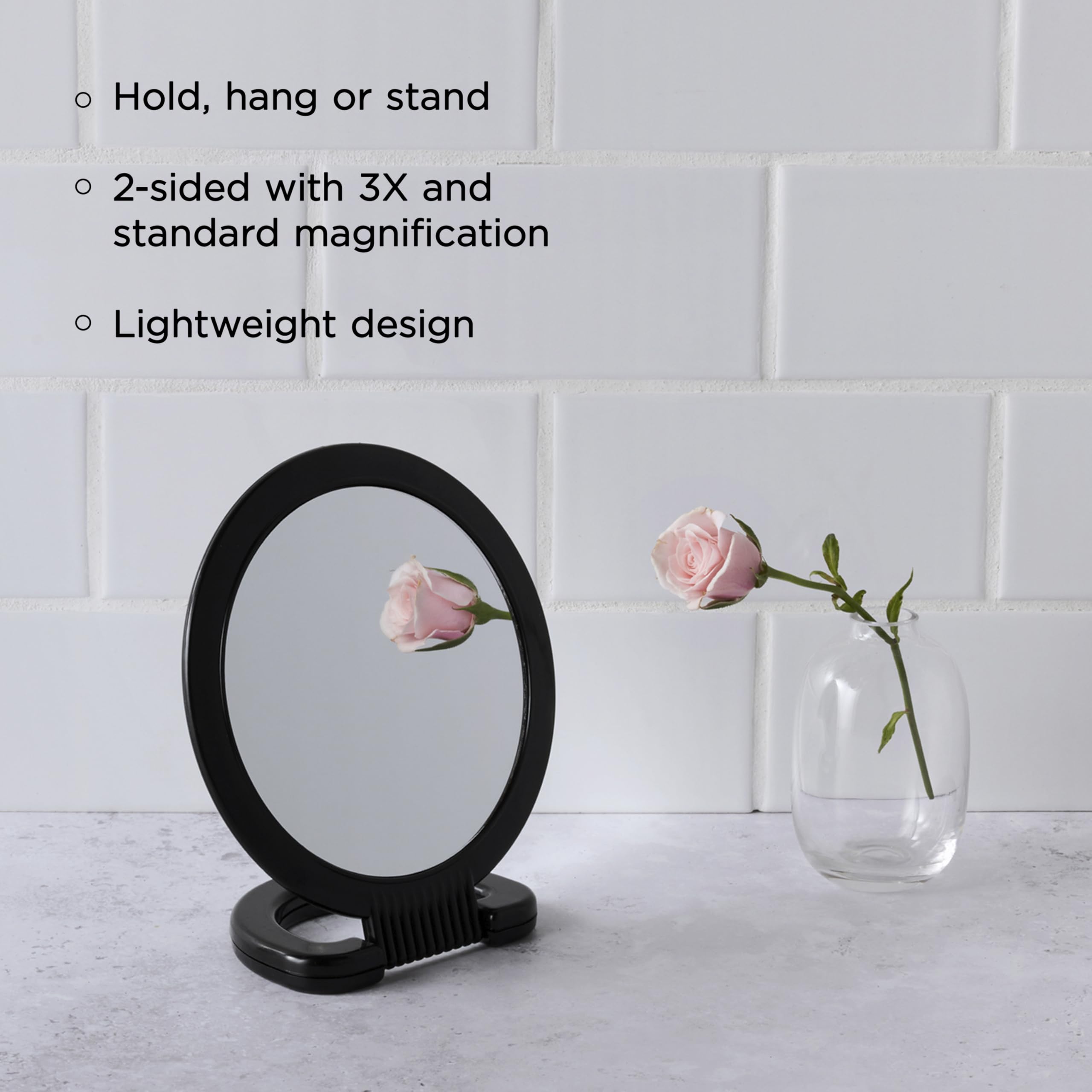 Diane Hand Mirror with ergonomic handle for comfortable grip.