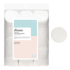 Diane multi-layer cotton rounds pack showing soft texture for gentle makeup removal