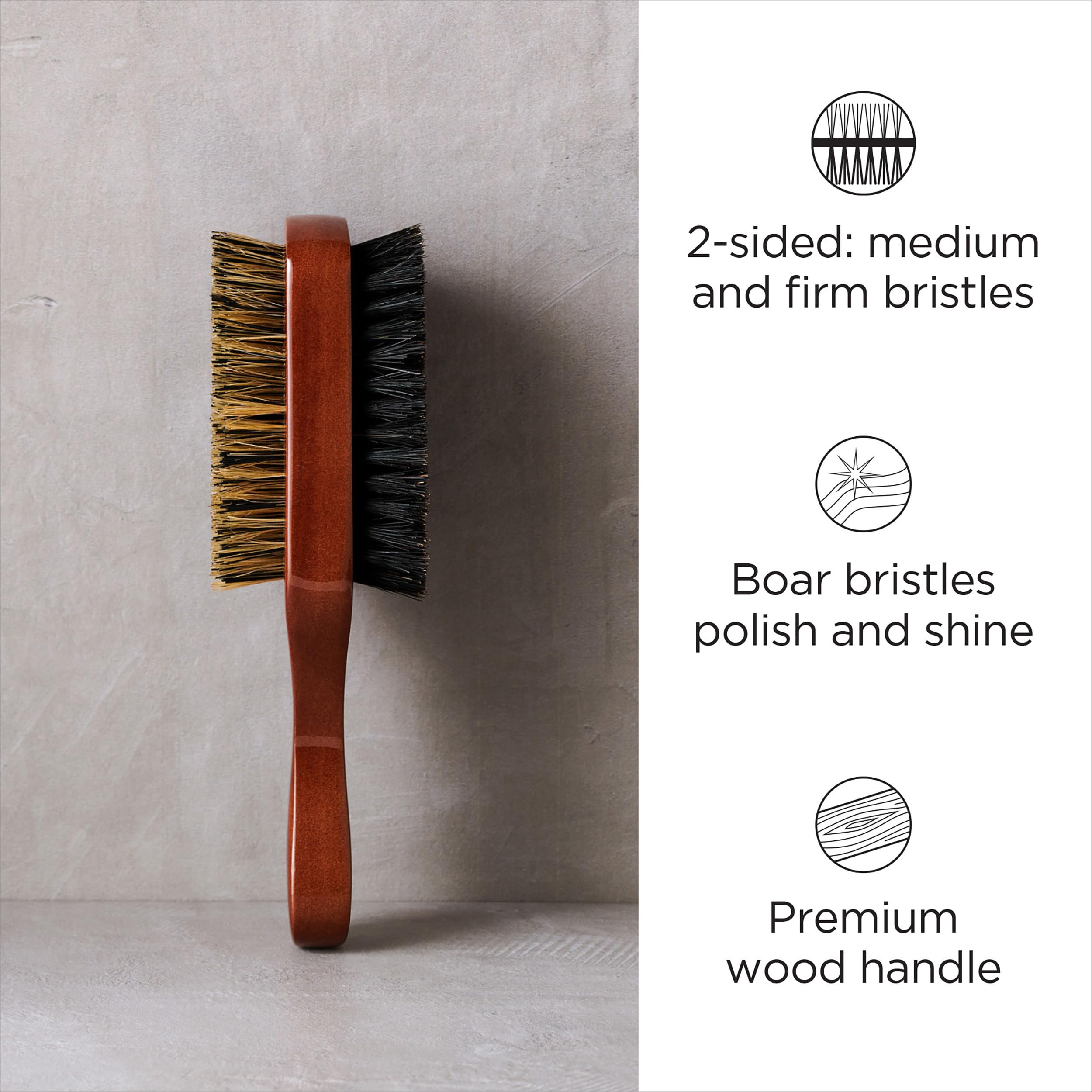 Diane Premium boar 2-sided club brush with firm side shapes waves for a defined look.
