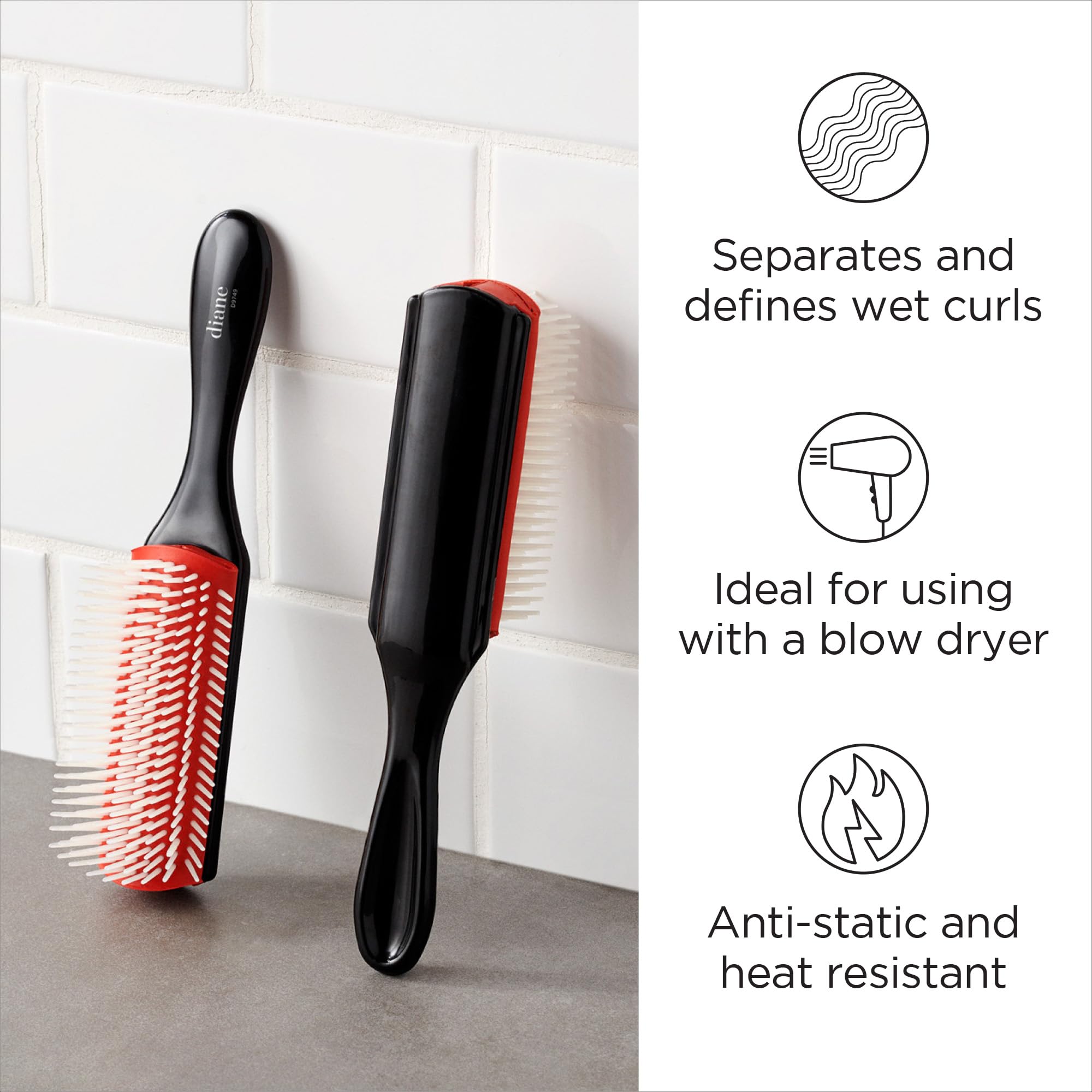 Diane Pro Brush defining wet curls for defined shape and shine