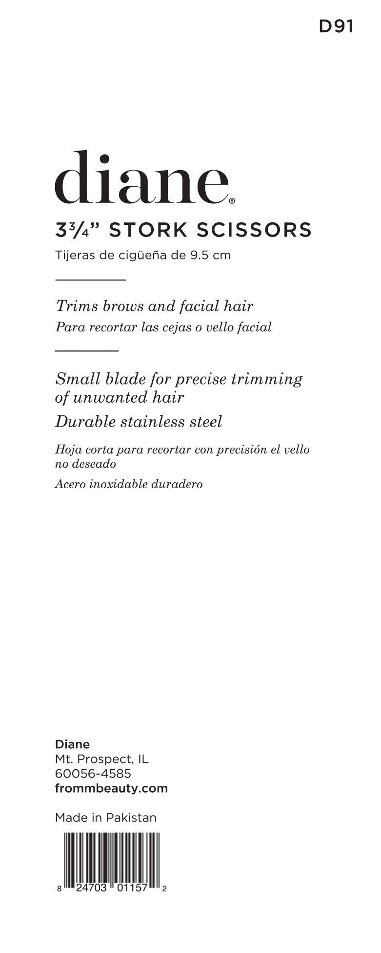 Diane Stork Brow Trimmer Scissors in silver for easy, precise maintenance.