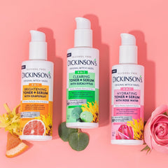 Dickinson's 2in1 Toner Serum closeup conveys streamlined skincare.