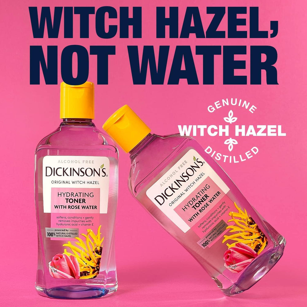 Dickinson's Alcohol-free toner highlights witch hazel and rosewater for gentle cleansing