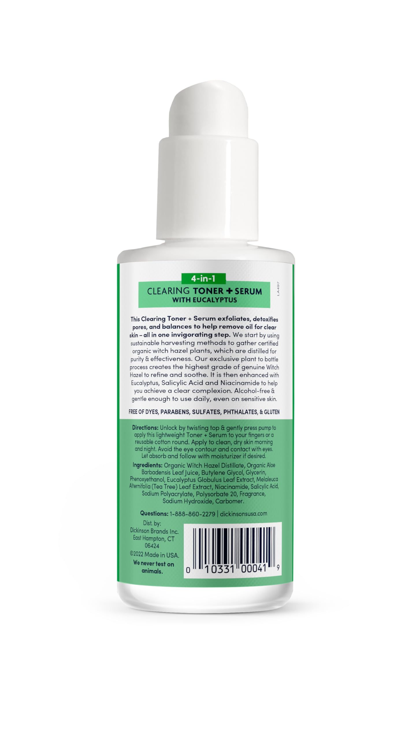Dickinson's bottle shown as vegan and cruelty-free packaging