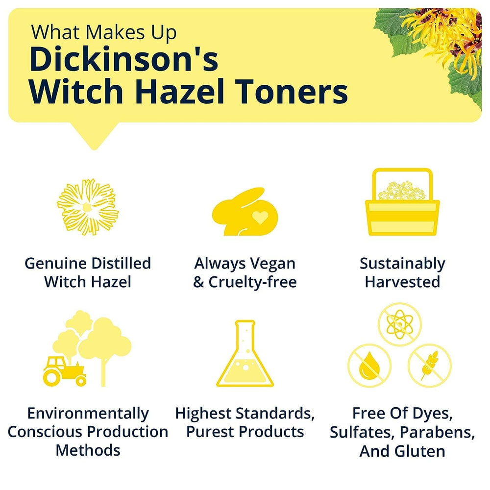 Dickinson's New Look packaging for Witch Hazel Toner with Rosewater