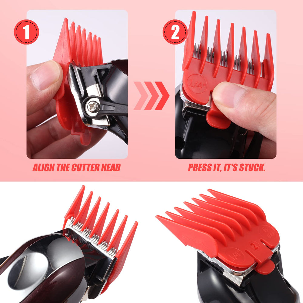 Dicuyeln clipper guards packaging includes brush for easy cleanup.
