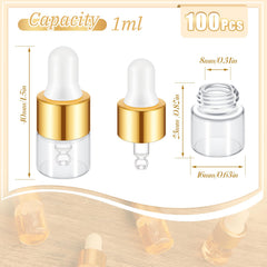 Didaey 1ml glass dropper bottle clear body ideal for essential oils