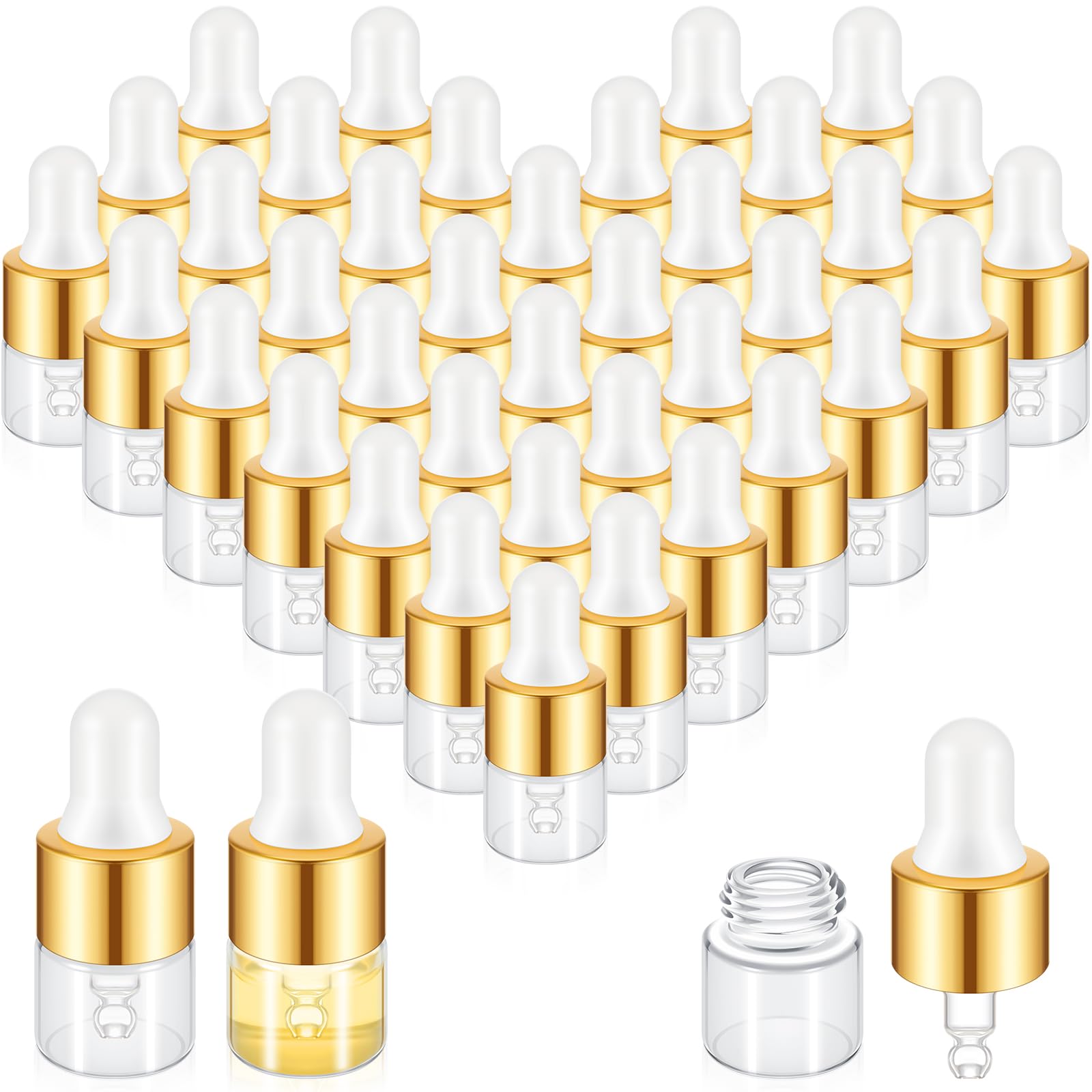 Didaey 1ml glass dropper bottle with gold cap close-up for travel liquids