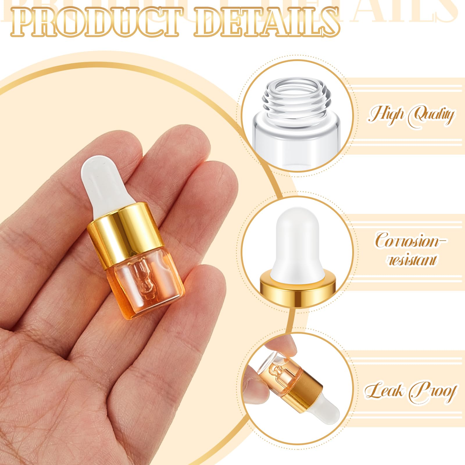 Didaey sealed-cap 1ml glass dropper for secure liquid storage