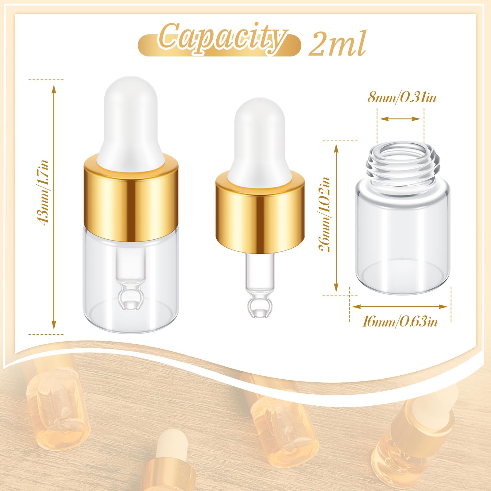 Didaey clear 2ml dropper vial ideal for essential oil dispensing.