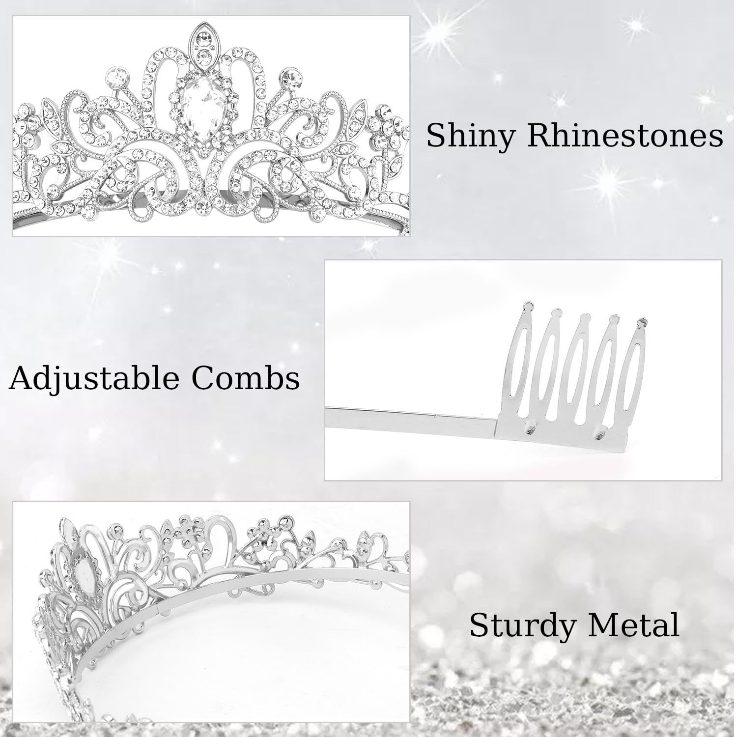 Didder corona cristal, enfoque princesa, acabado elegante para fiestas y ceremonias.