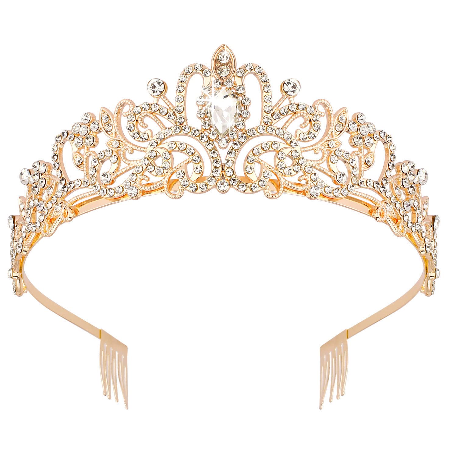 Didder tiara dorada con cristales brillantes para un look radiante en bodas