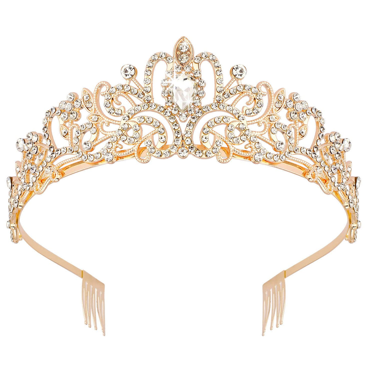 Didder tiara dorada con cristales brillantes para un look radiante en bodas