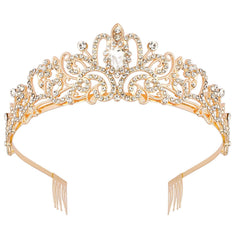 Didder tiara dorada con cristales brillantes para un look radiante en bodas