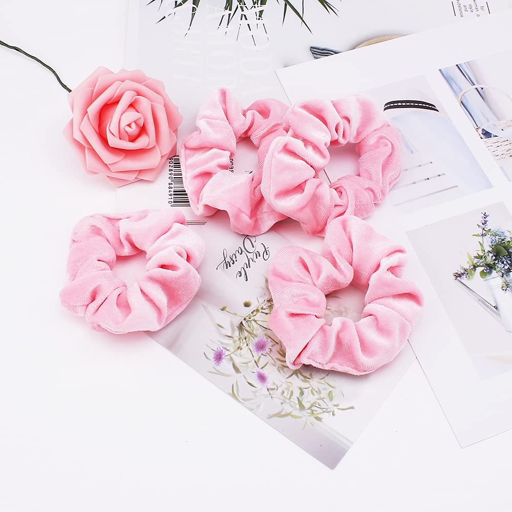 Paquete Didder de 20 gomas para cabello rosado, colores sólidos.