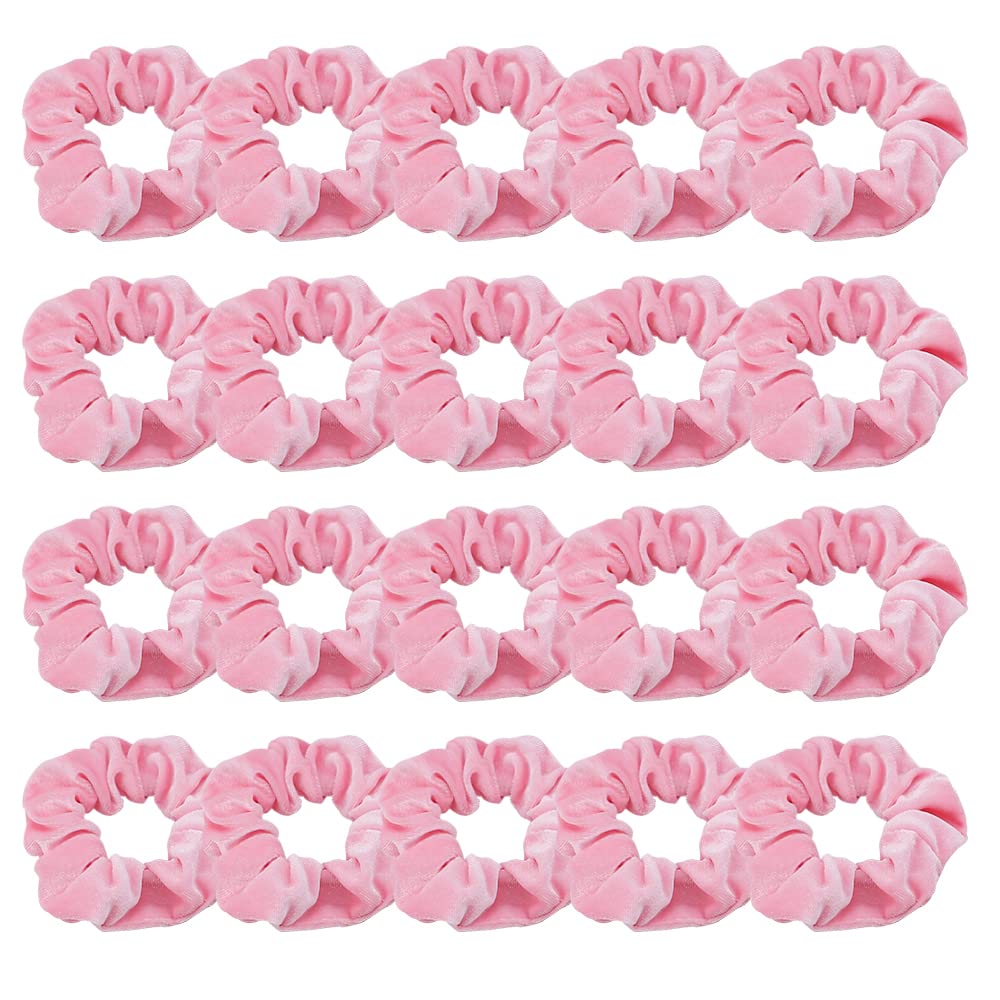 Didder gomas de terciopelo rosado, 20 piezas, uso diario cómodo para el cabello.