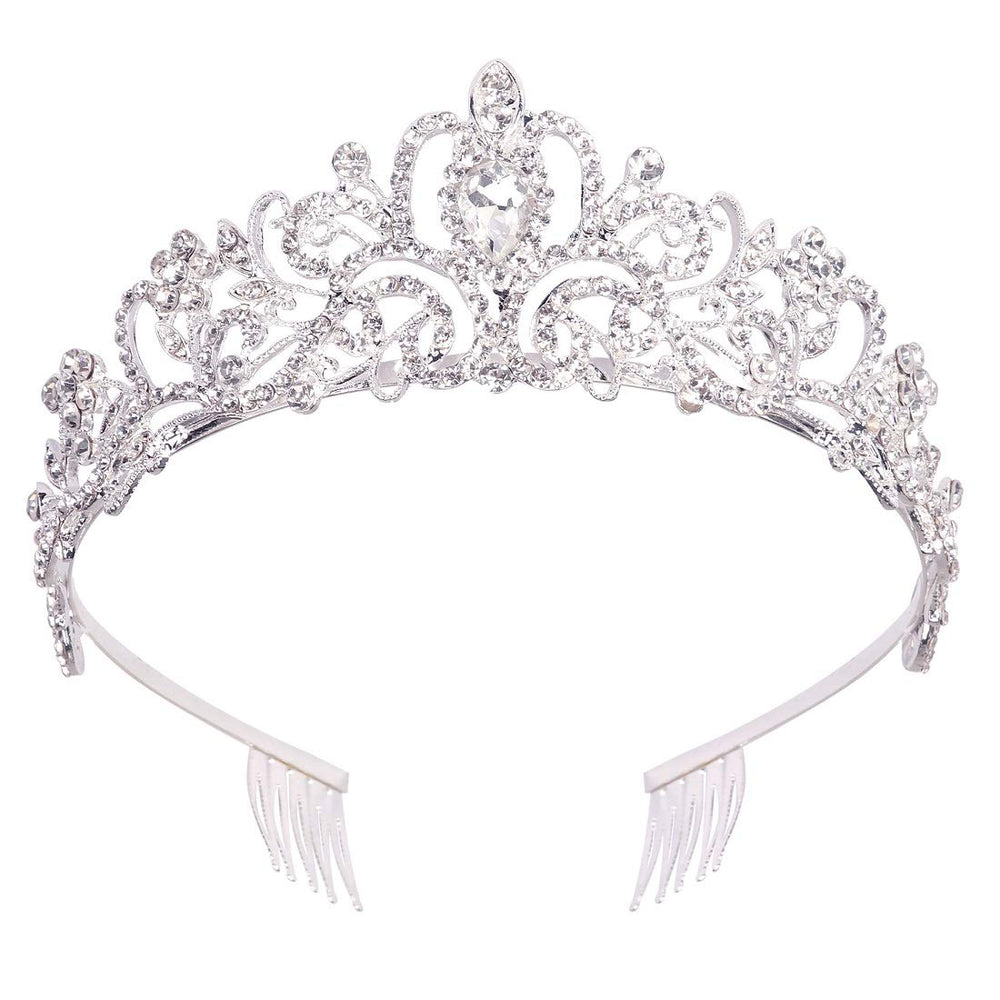 Didder tiara cristal plata, enfoque para boda, brillo deslumbrante en la novia.