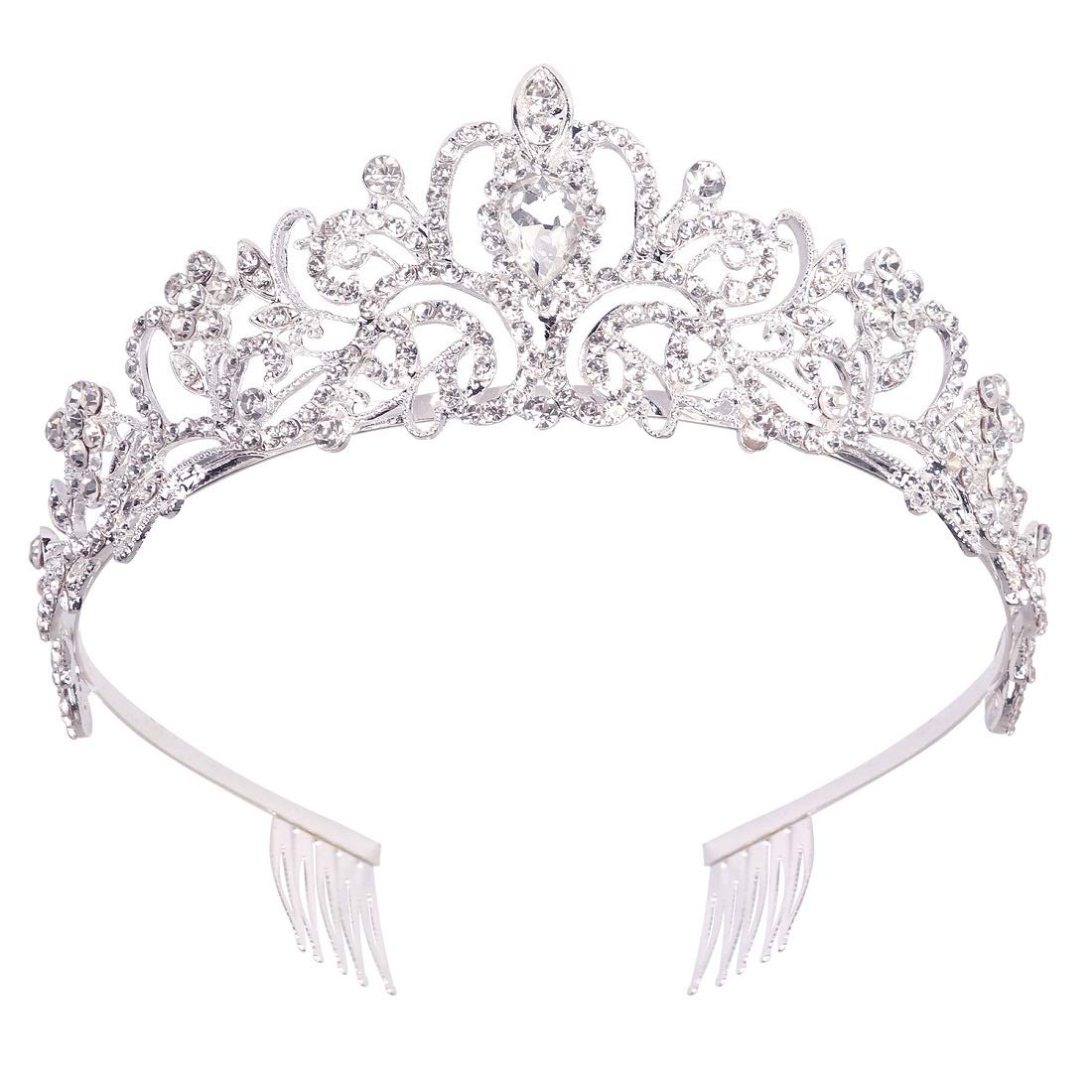 Didder tiara cristal plata, enfoque para boda, brillo deslumbrante en la novia.