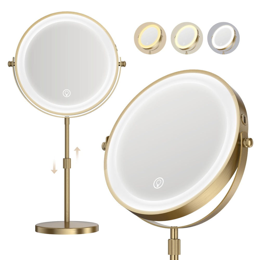 Dienmern lighted makeup mirror showing 9-inch double-sided view for versatile makeup tasks
