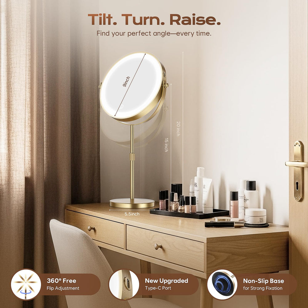 Dienmern mirror with non-slip base and height adjustment for comfort