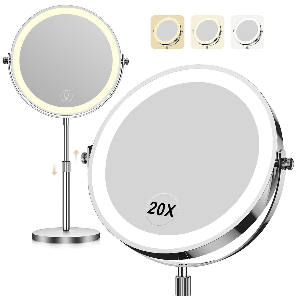 Dienmern makeup mirror with 1x/20x magnification for precise makeup tasks