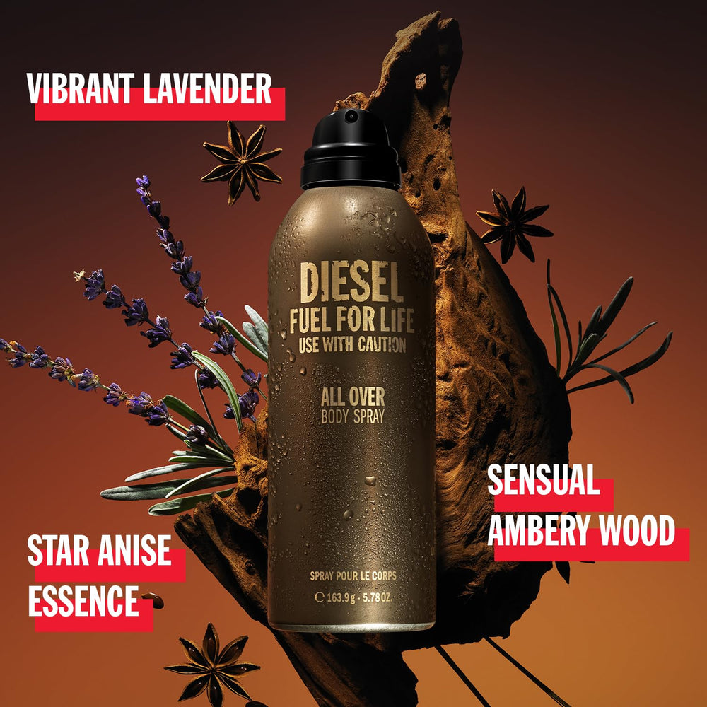 Diesel Fuel For Life spray mist delivers a woody aroma for bold moments.