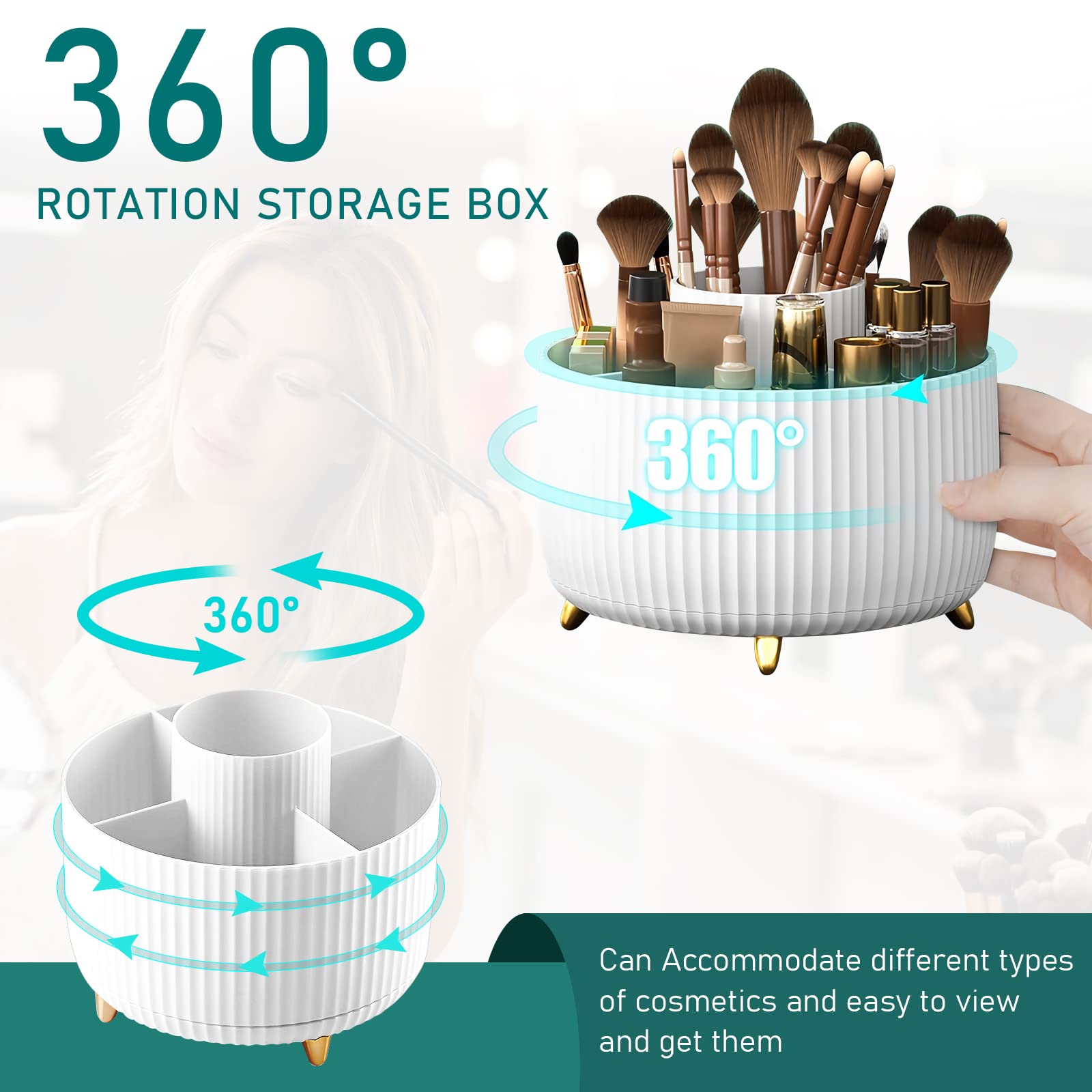 Diesisa five-slot makeup organizer keeps brushes, nails, and cosmetics organized.