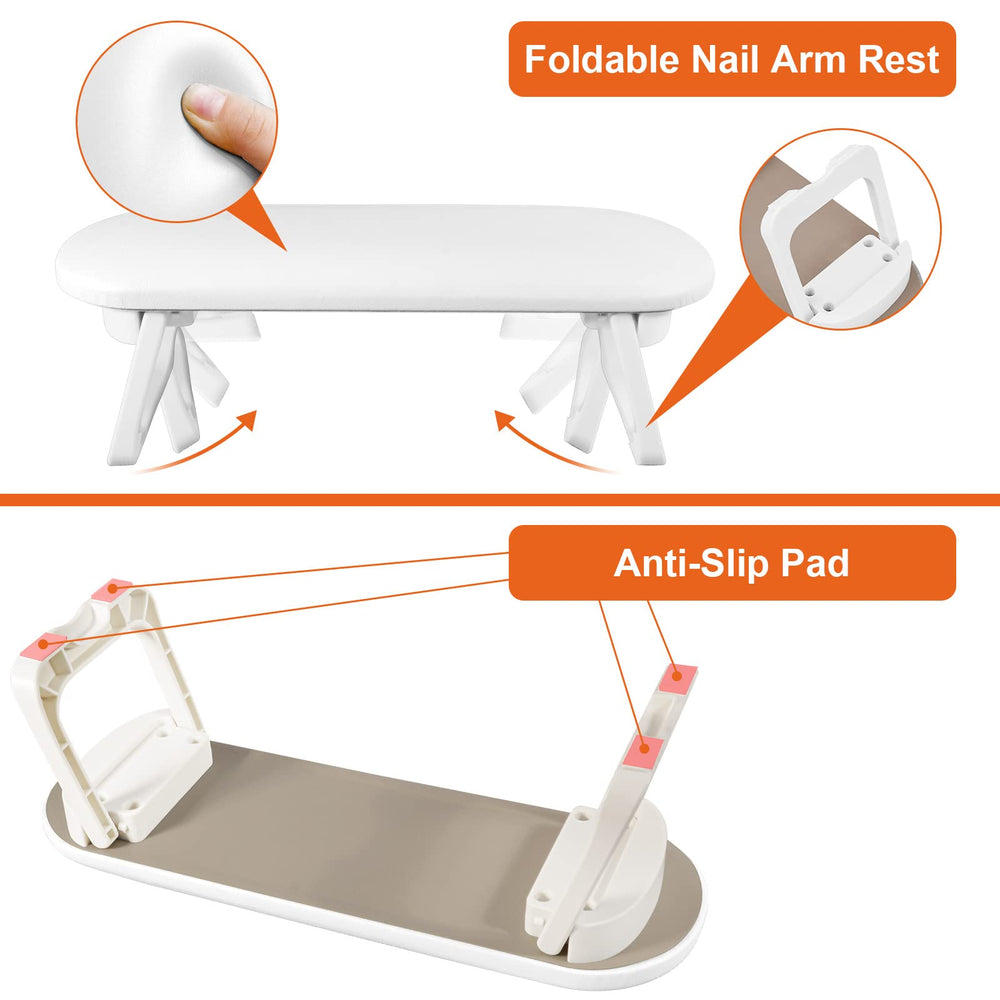 Diesisa nail arm rest extended white provides comfortable hand support during manicures.