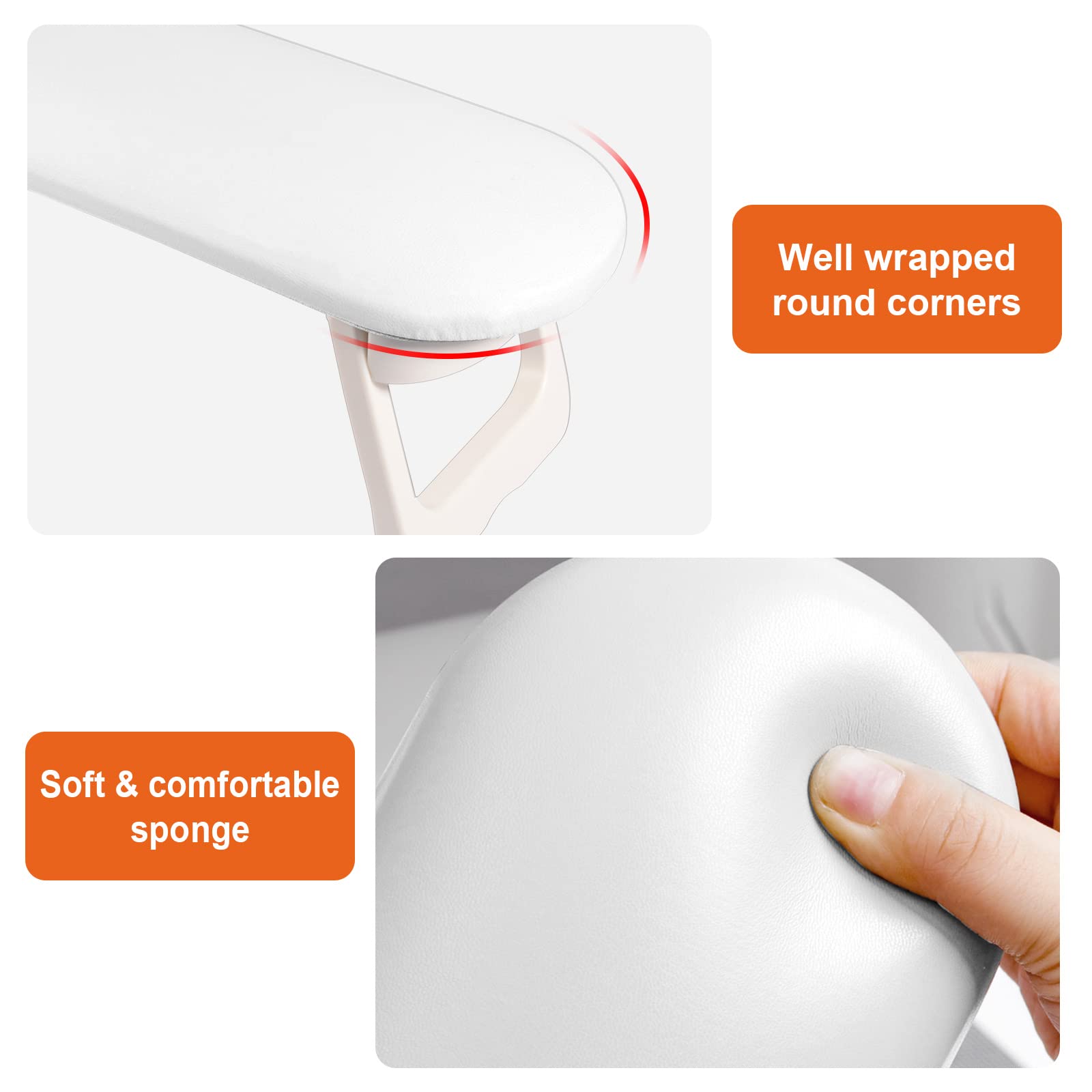 Diesisa nail arm rest with manicure mat helps keep the desk tidy.