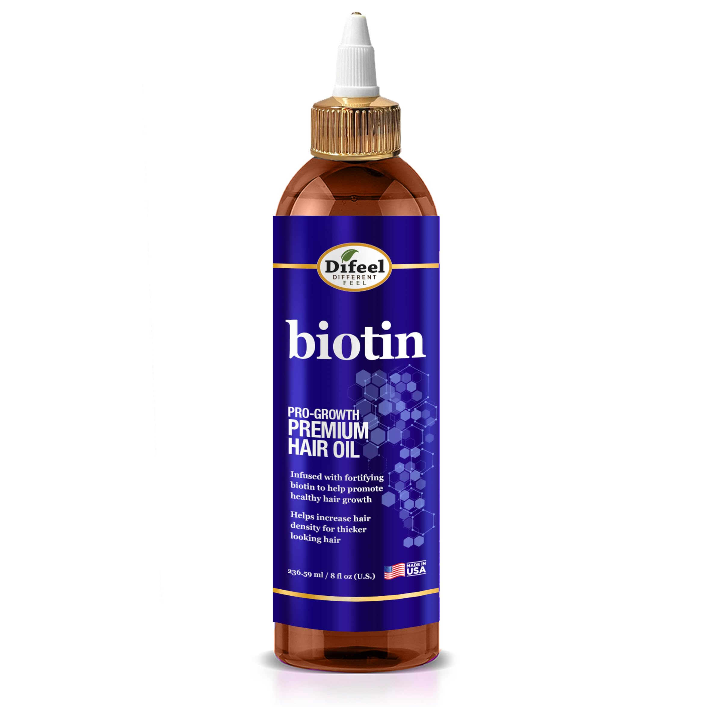 Difeel Biotina Premium Aceite para Cabello en botella, hidratación ligera.