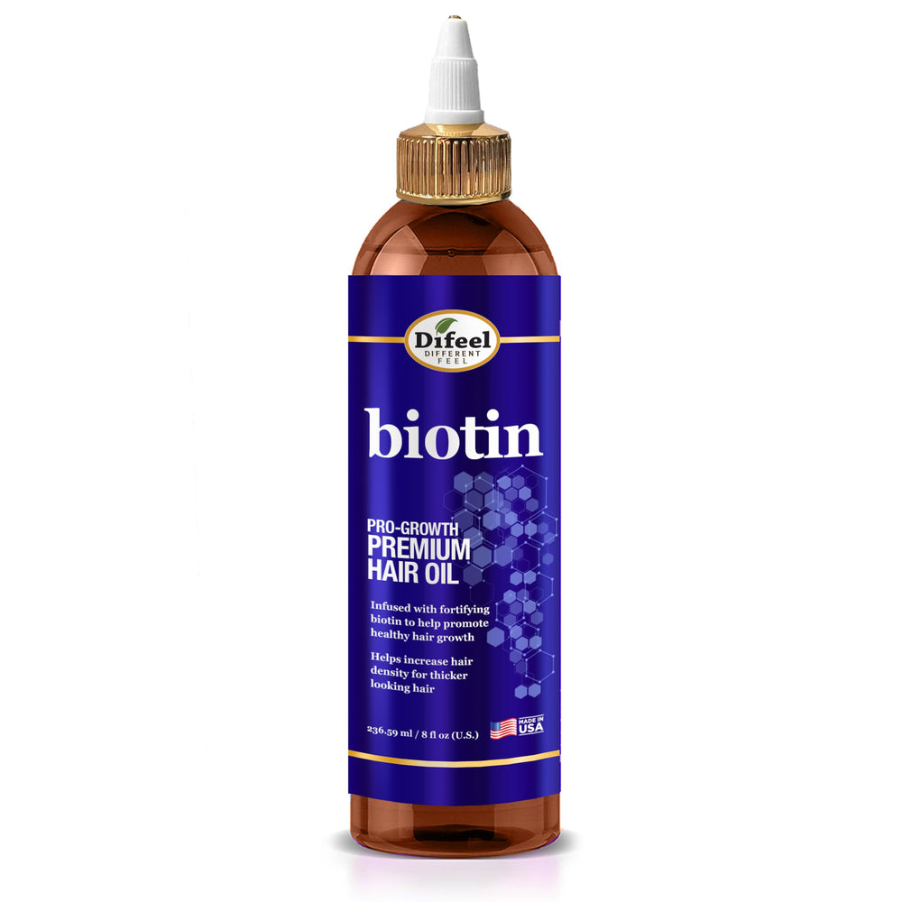 Difeel Biotina Premium Aceite para Cabello en botella, hidratación ligera.