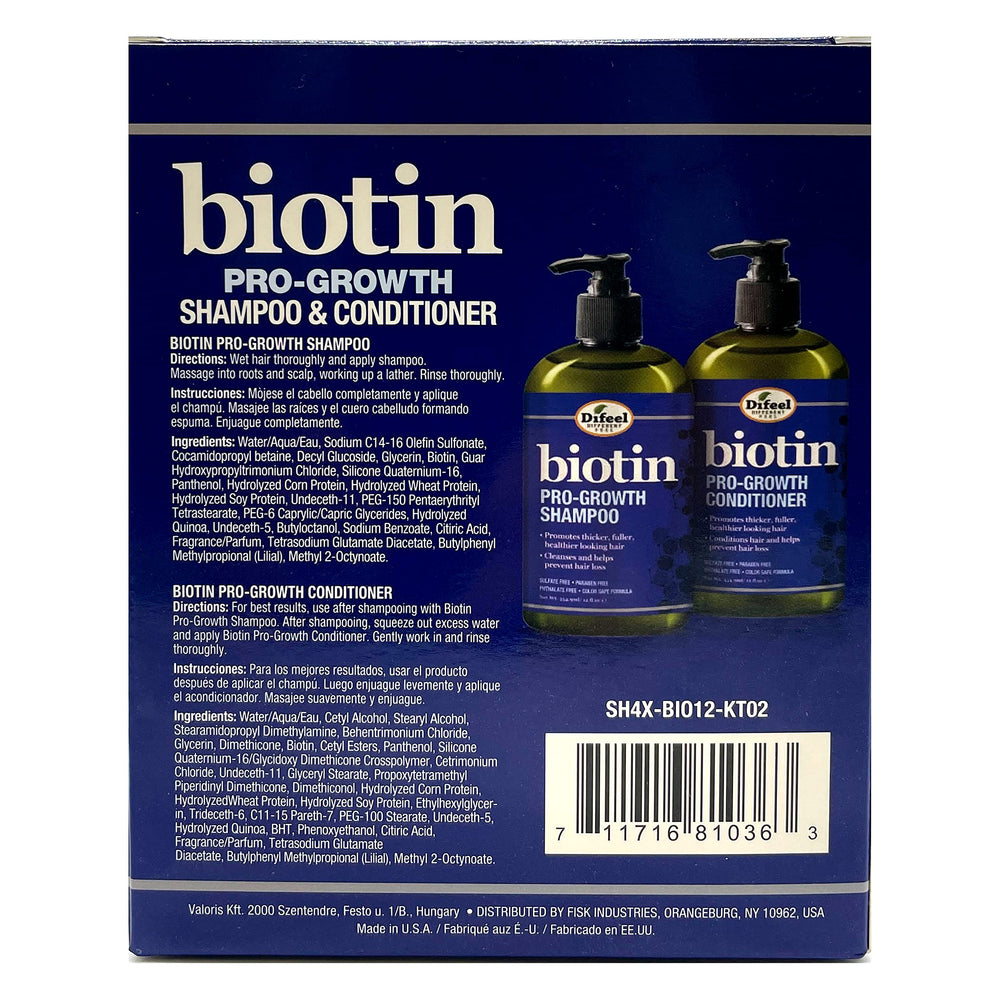 Difeel Biotina Pro-Crecimiento Shampoo con dispensador, práctico para aplicación.