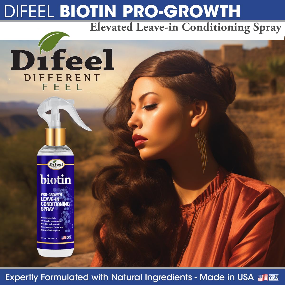 Difeel Biotina Pro-Crecimiento: cabello más grueso y con brillo.