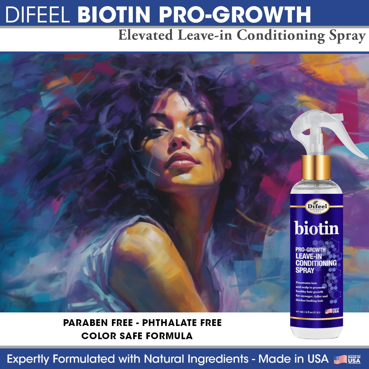 Difeel Biotina Pro-Crecimiento: fórmula libre de ftalatos.